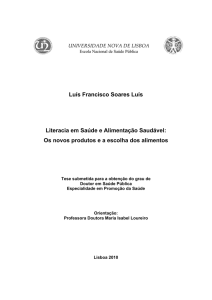 Luís Francisco Soares Luís Literacia em Saúde e Alimentação