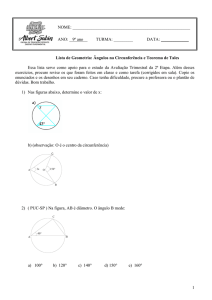 1 Lista de Geometria: Ângulos na Circunferência e Teorema de