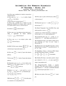Aritmética dos Números Binomiais IV Teorema Nível III