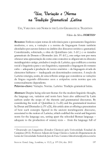 Uso, Variação e Norma na Tradição Gramatical Latina