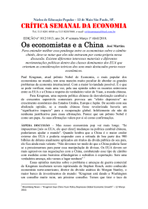 CRÍTICA SEMANAL DA ECONOMIA Os economistas e a China