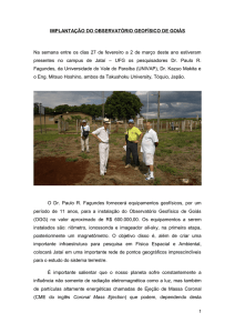 Implantação do Observatório Geofísico de Goiás