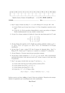 Álgebra Linear, Exame de Qualificação — 4/12/2015, 09:00–12:00 hs