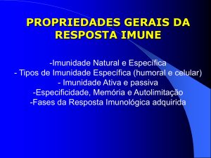 propriedades gerais da resposta imune definição