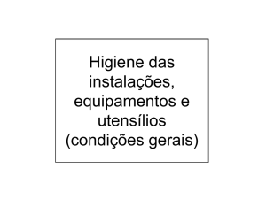 Higiene das instalações, equipamentos e utensílios