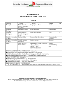 “Scuola Primaria” Livros Didáticos – Ano Letivo 2011 Classe V