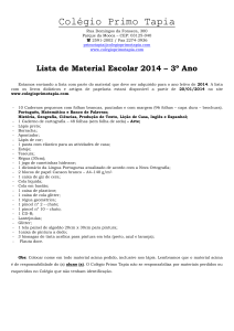 Lista de Material Escolar 2014 – 3º Ano