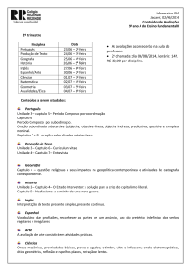 Informativo 094 Jacareí, 02/06/2014 Conteúdos de Avaliações 9º
