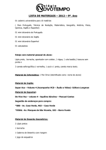 LISTA DE MATERIAIS – 2012 – 9º. Ano 01 caderno universitário