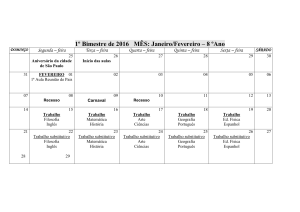 Calendário de provas e trabalho 1 bimestre de 2016 8 ano