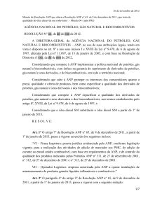 16 de novembro de 2012 Minuta de Resolução ANP que altera a