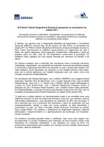 IX Prêmio Talento Engenharia Estrutural apresenta os