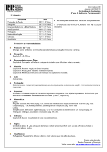 Informativo 248 Jacareí, 22/10/2015 Conteúdos de Avaliações 8º