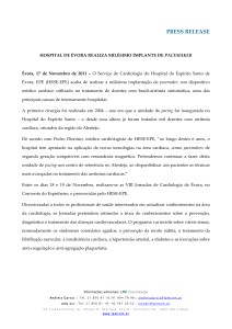 PRESS RELEASE HOSPITAL DE ÉVORA REALIZA MILÉSIMO