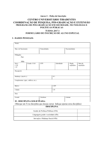 formulário de inscrição de aluno especial