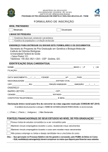 Formulário de Inscrição Seleção PGBM 2016-2
