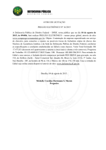 Aviso de Licitação PE162015 - Defensoria Pública do Distrito Federal