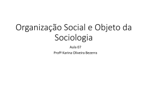 Organização Social e Objeto da Sociologia