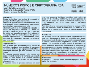Criptografia RSA e números primos Jean Carlo - PRPPG