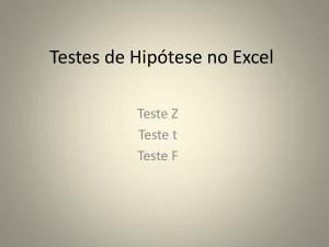 Testes de Hipótese no Excel