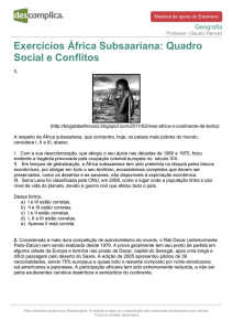 Exercícios África Subsaariana: Quadro Social e Conflitos