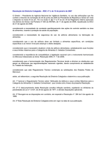 Resolução RDC nº 3, de 15 de janeiro de 2007