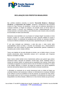 declaração dos prefeitos brasileiros reunidos em roma
