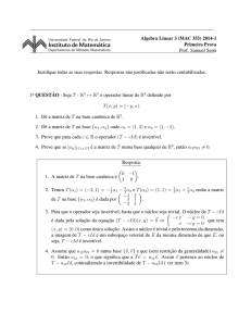 Primeira Prova 2014-2 com gabarito - Instituto de Matemática