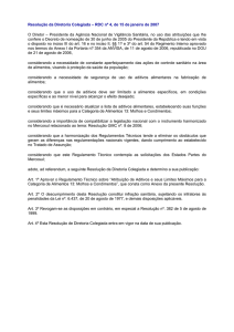 Resolução RDC nº 4, de 15 de janeiro de 2007