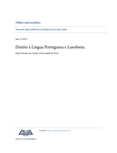 Direito à Língua Portuguesa e Lusofonia - SelectedWorks