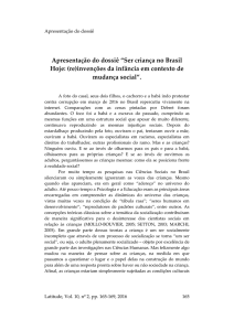 Apresentação do dossiê “Ser criança no Brasil Hoje - SEER
