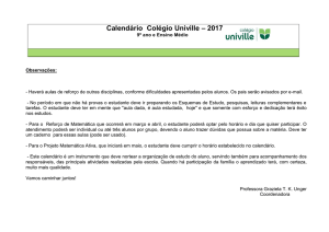 Calendário Colégio Univille – 2017