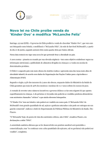 Nova lei no Chile proíbe venda do `Kinder Ovo` e modifica