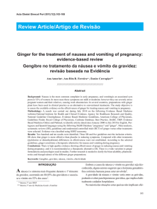 Gengibre no tratamento da náusea e vómito da gravidez