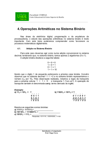 4. Operações Aritméticas no Sistema Binário