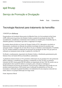SPD FMUSP – Tecnologia Nacional para tratamento da hemofilia