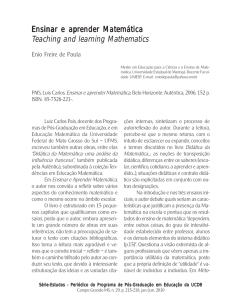 Ensinar e aprender Matemática Teaching and learning