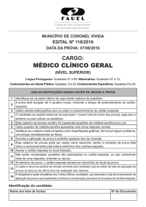 Prova Objetiva - Cargo de MEDICO CLINICO GERAL