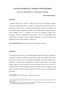 CASA DE TOLERÂNCIA: ALINHAVANDO SENTIDOS1 CASA DE