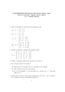 Exercícios de álgebra linear II
