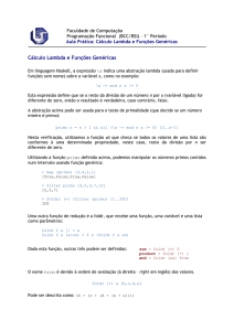 Prática 7 - Funcoes Genericas e Calculo Lambda