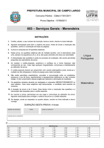 003 – Serviços Gerais - Merendeira - NC