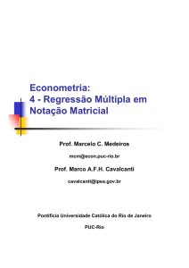 Econometria: 4 - Regressão Múltipla em Notação Matricial