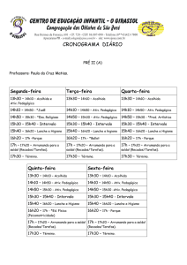 cronograma diário - Colégio São Jose de Apucarana