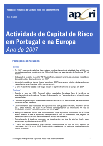Actividade de Capital de Risco em Portugal e na Europa