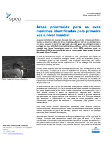 Áreas prioritárias para as aves marinhas identificadas pela primeira