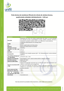 Ficha técnica de membrana filtrante de nitrato de celulose branca