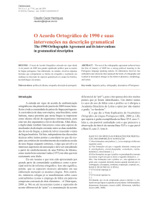 O Acordo Ortográfico de 1990 e suas intervenções na descrição