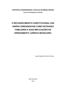 O Reconhecimenro Constitucional das Uniões Homossexuais como