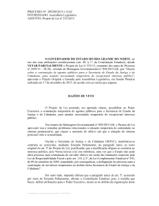Razões de veto para o PL 232-2015. Iniciativa